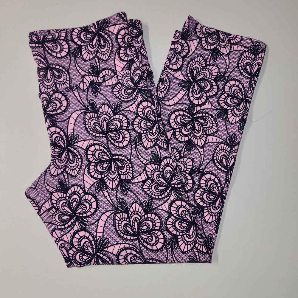 Lorna Jane Women Small Persian Pink Floral Core 7/8 Leggings NWOT